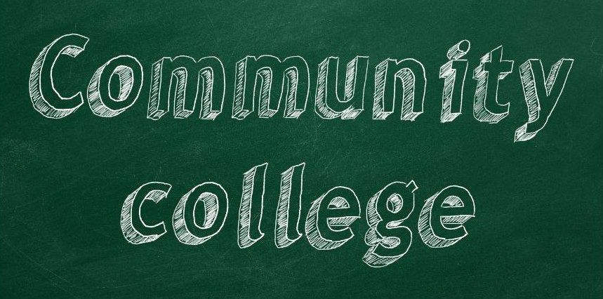 Community college written on chalkboard, cover for Excel classes article